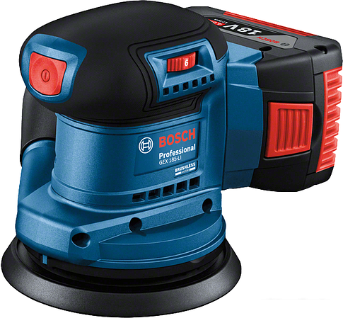 Эксцентриковая шлифмашина Bosch GEX 185-LI Professional 06013A5021 (с 1-м АКБ, кейс)