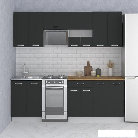 Готовая кухня Mio Tesoro Экстра-лайт 2.2 (антрацит/дуб бунратти)
