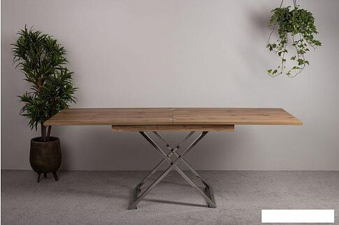 Стол-трансформер Levmar Cross D38/S79 (дуб вотан/нержавеющая сталь)