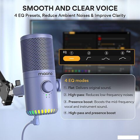 Проводной микрофон Maono DM30 (сиреневый)