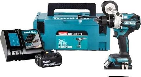 Ударная дрель-шуруповерт Makita DHP486RTJ (с 2-мя АКБ 5 Ач, кейс)