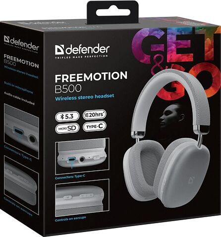 Наушники Defender FreeMotion B500 (серебристый)