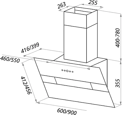 Кухонная вытяжка MAUNFELD Mersey 90 (нержавеющая сталь\белое стекло)