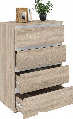 Комод Кортекс-мебель Бари 80 4ш (дуб сонома/дуб сонома/белый)