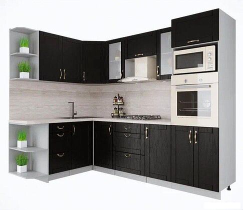 Готовая кухня Интерлиния Мила Крафт 1.68x2.6 левая (дуб английский)