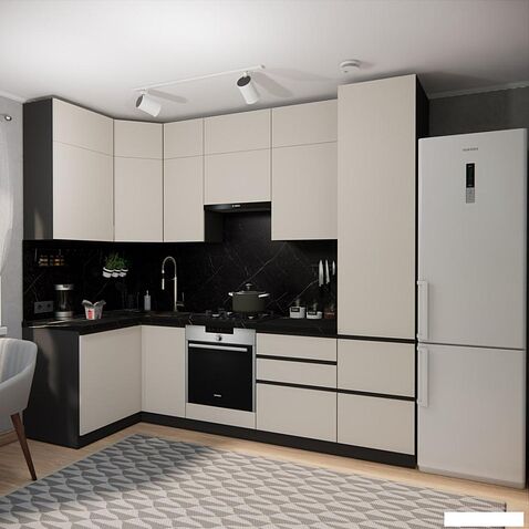 Готовая кухня ВерсоМебель Эко Премиум 1.2x2.7 левая (кашемир/ст. тунис)