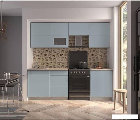 Кухня Интерлиния Мила Матте 2.3 Б (океан/океан/травертин серый)