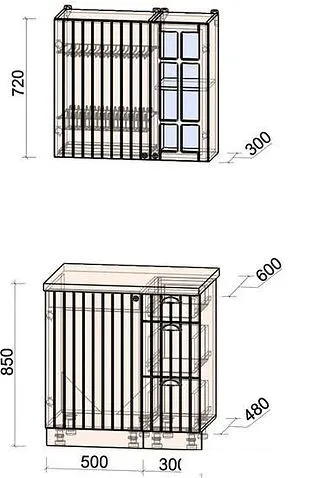 Готовая кухня Интерлиния Берес 0.8А (дуб лазурный/дуб серый/серый каспий)