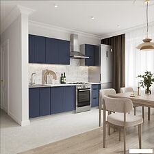 Готовая кухня Кортекс-мебель Корнелия Марика 1.8 (синий софт/мрамор итальянский)
