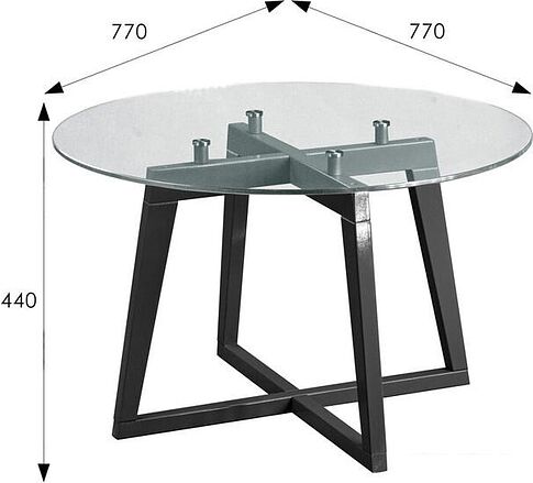 Журнальный столик Мебелик Рилле 445 (серый графит/стекло прозрачное круг)