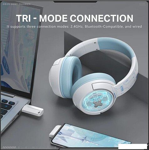 Наушники Onikuma GT802 (белый/голубой)