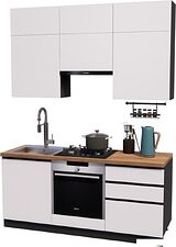 Готовая кухня ВерсоМебель Эко Премиум 1.8 (белый фасадный/ст. дуб вотан)