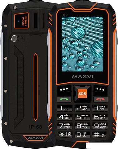 Телефон Maxvi R10 (черный/оранжевый)