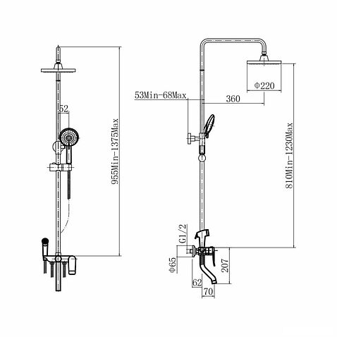 Душевая система  PLstart PL2403-7 (черный)