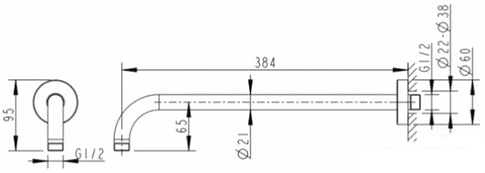 Держатель верхнего душа Bravat D313C-1-RUS