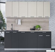Готовая кухня Интерлиния Мила Лайт 2.0-60 (персидский жемчуг/антрацит/травертин серый)
