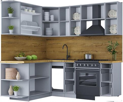 Готовая кухня Интерлиния Мила Шато 1.7x2.1 левая (белый/белый/кастилло темный)