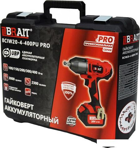 Гайковерт Brait BCIW20-4-400PU Pro 21.01.205.101 (с 1-им АКБ, кейс)