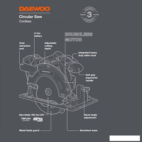 Дисковая (циркулярная) пила Daewoo Power DAS 1821Li Set (с 1-им АКБ)