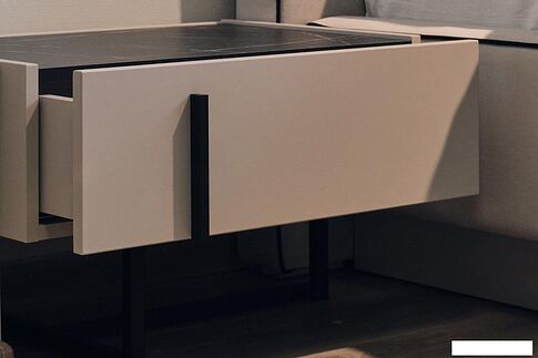 Тумба Ангстрем Милагро спальня МИ-300.10 (Д1, кашемир серый/камень пьетра/черный графит)