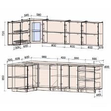 Готовая кухня Интерлиния Мила Матте 1.5x2.6 А правая (белый-белый-кастилло тёмный)