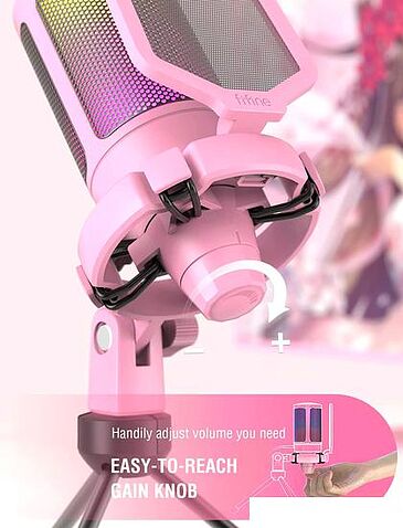 Проводной микрофон FIFINE A6V (розовый)