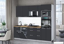 Готовая кухня Интерлиния Мила Gloss 2.45-ПМ3 (пепел/пепел/дуб бунратти)