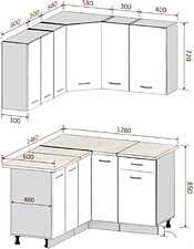 Готовая кухня Кортекс-мебель Корнелия Лира 1.5x1.3 (дуб сонома/марсель) Готовая кухня Кортекс-мебель Корнелия Лира 1.5x1.3 (дуб сонома/марсель)