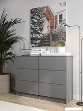 Комод Горизонт Нео 1050 6 ящиков (серый графит)