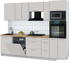 Готовая кухня Интерлиния Мила Gloss 2.6-ПМ1 (кашемир/кашемир/дуб бунратти)