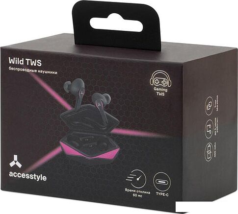 Наушники AccesStyle Wild TWS (черный/фиолетовый)