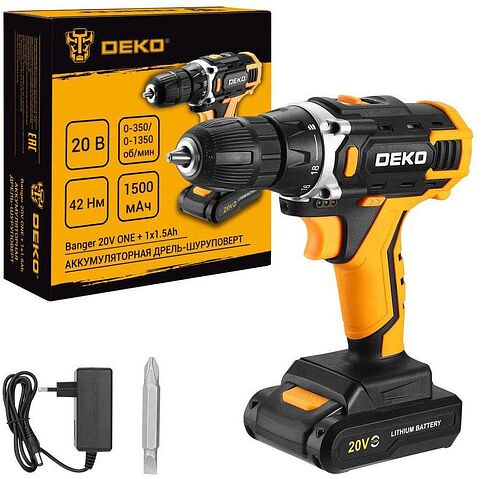 Дрель-шуруповерт Deko Banger 20V ONE + 083-1042 (с 1-им АКБ)