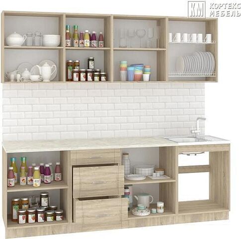 Кухня Кортекс-мебель Корнелия Ретро 2.2м (дуб сонома/мадрид)