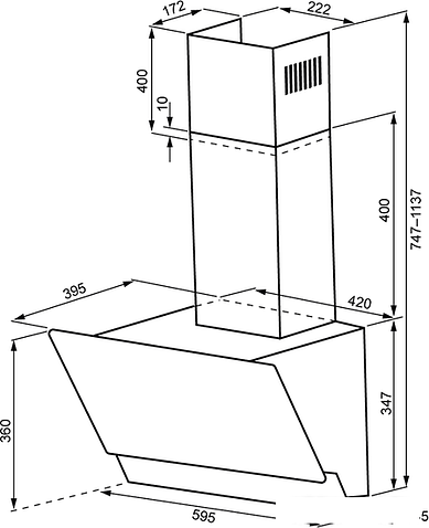 Кухонная вытяжка Krona Alva 600 S (черный)