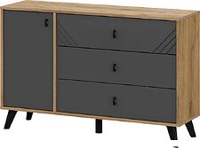 Тумба Mio Tesoro Байкал 3 ящика со створкой (дуб золотистый/графит)