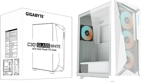 Корпус Gigabyte C301 Glass (белый)