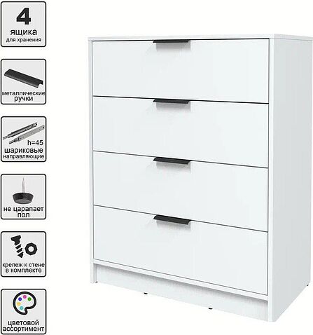 Комод Интерлиния Концепт КТ-К80 (белый платинум/белый платинум)