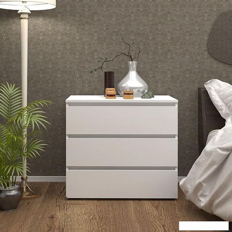 Комод Кортекс-мебель Бари 80 3ш (белый/белый/белый)