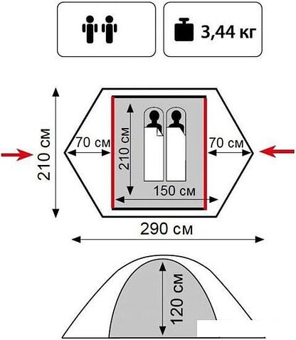 Треккинговая палатка TRAMP Hunter 2 (камуфляж)