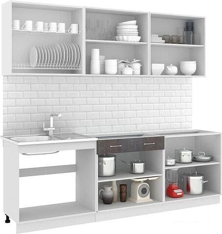 Готовая кухня Кортекс-мебель Корнелия Лира-лайт 2.4м (дуб сонома/мадрид)