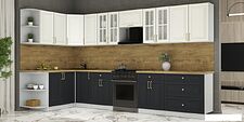 Готовая кухня Интерлиния Мила Шато 1.7x3.6 LV (белый/черный/дуб бунратти)