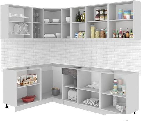 Угловая кухня Кортекс-мебель Корнелия Экстра 1.5x2.5 без столешницы (дуб сонома/венге)