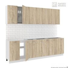 Готовая кухня Кортекс-мебель Корнелия Лира-лайт 2.6м без столешницы (дуб сонома)