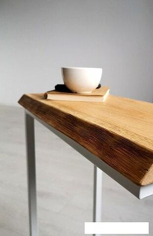 Приставной столик BestLoft 460-WHH (дуб натуральный с обзолом/белый)