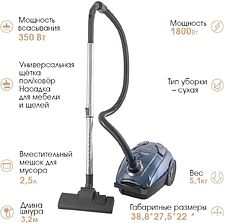 Пылесос Endever SkyClean VC-252 (синий/серый) Пылесос Endever SkyClean VC-252 (синий/серый)