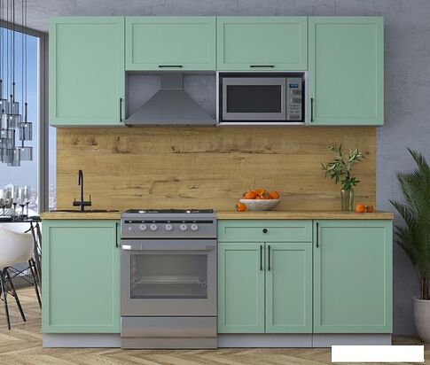Готовая кухня Интерлиния Тренд 2.2В (мята/мята/дуб бунратти)