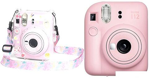 Фотоаппарат Fujifilm Instax Mini 12 (розовый) + розовый чехол Sundays с ремнем
