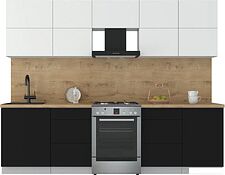 Кухонный модуль Интерлиния Мила Матте 2.7 Б (белый/черный/дуб бунратти)