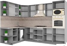 Готовая кухня Интерлиния Мила Деко 1.88x2.8 LV (керамика/мята/опал светлый)