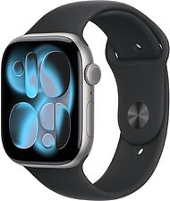 Умные часы Apple Watch Series 11 46 мм (алюминиевый корпус, космический серый/черный, спортивный силиконовый ремешок S/M)